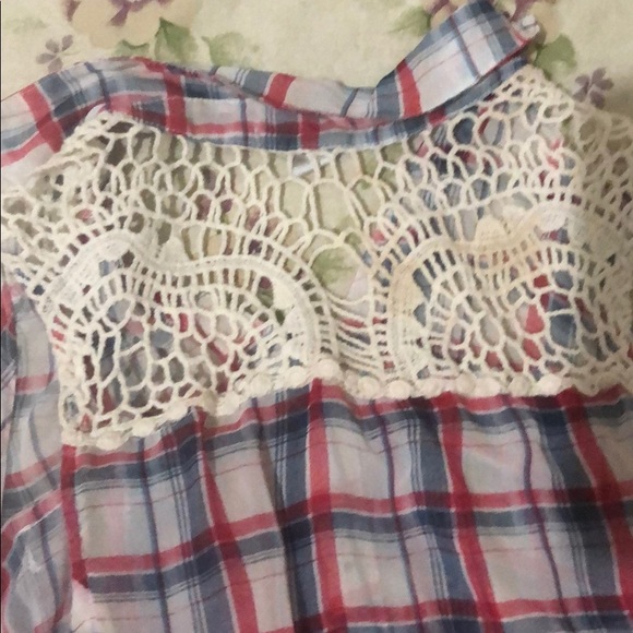 Front tie see through flannel shirt - Picture 3 of 4